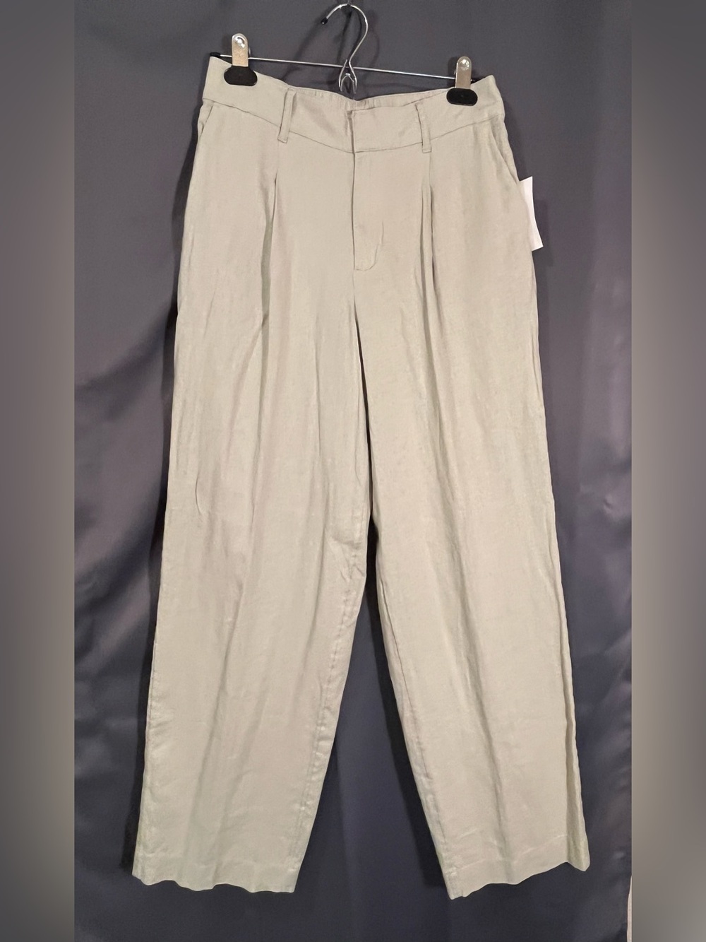 A new day oatmeal colored, Linen-Blend Trousers